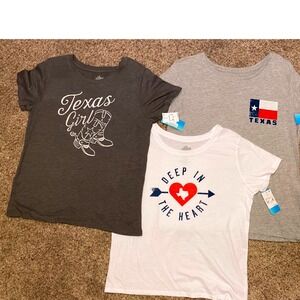 Womens XL TEXAS Graphic T Shirts 3 Texas Theme Deep in Heart Texas Girl NWT